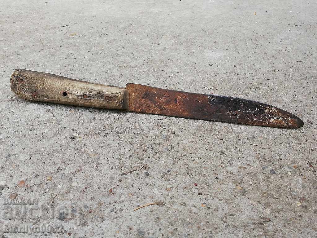 Old Karakulak shepherd's knife with sharpened buffalo horn blade - 5