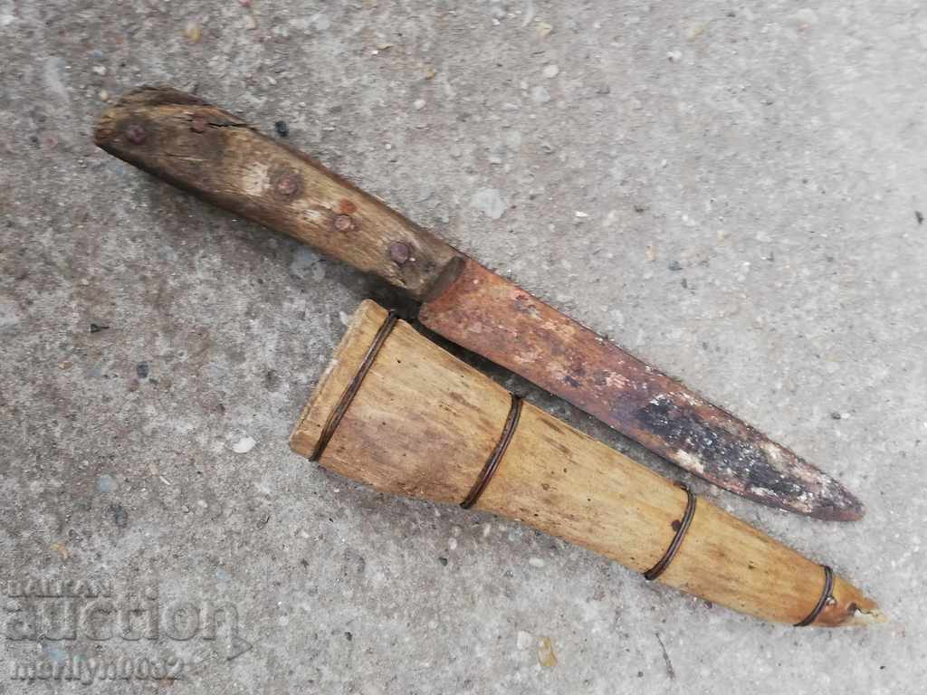 Old Karakulak shepherd's knife with sharpened buffalo horn blade - 7