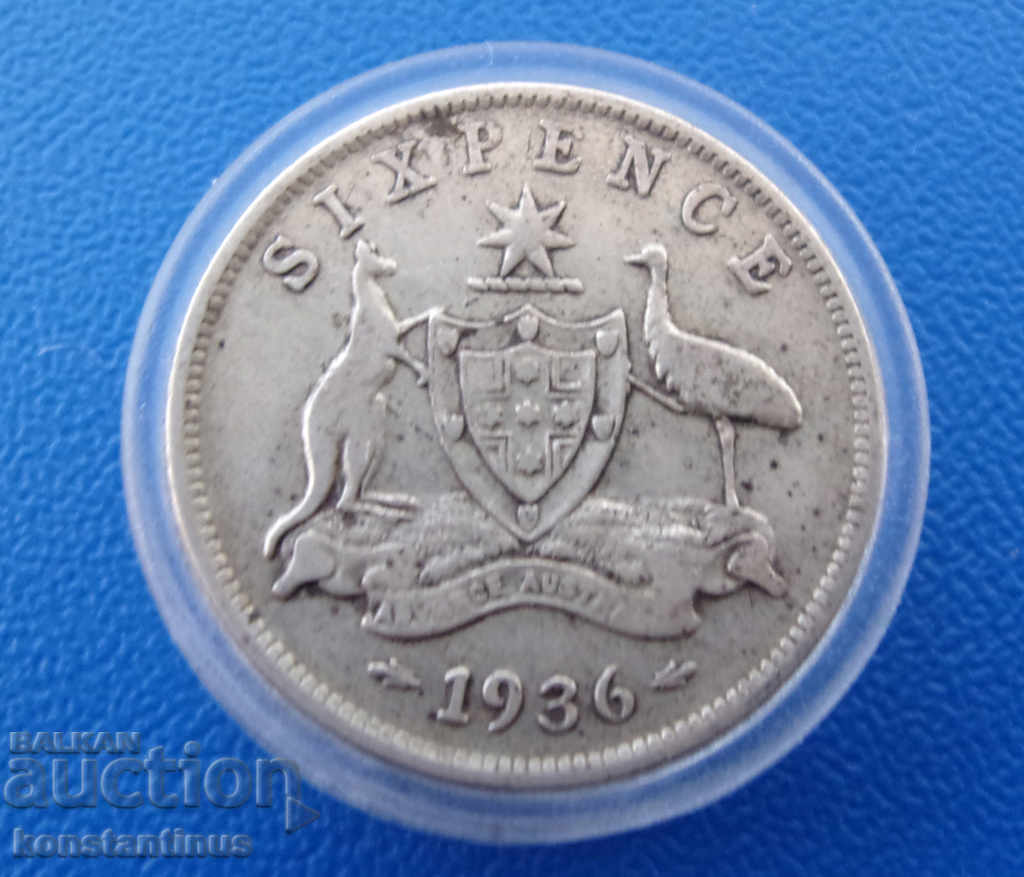 Australia 6 Penny 1936 Silver Rare R with price € 9.20 | 17.99 BGN