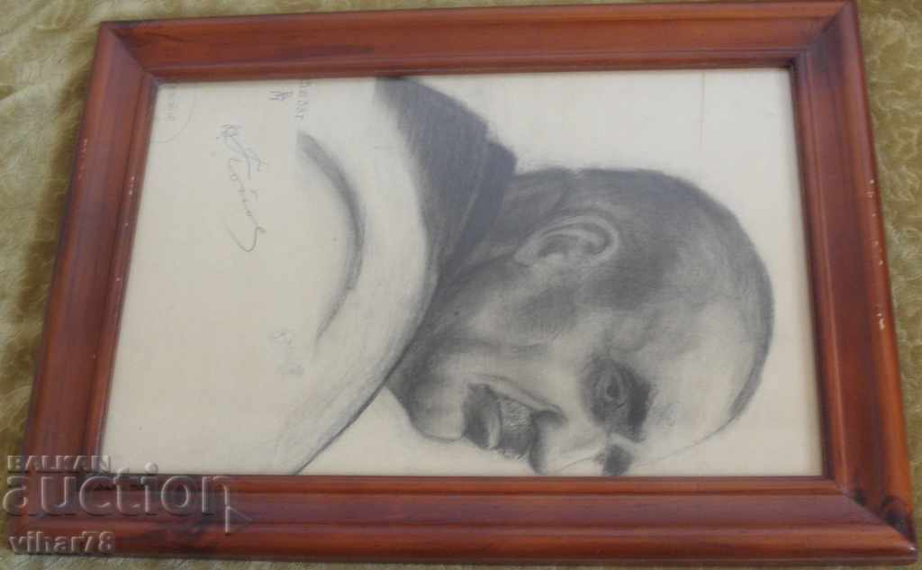 old picture - lithograph - portrait in a frame - 5 old picture - lithograph - portrait in a frame - 5