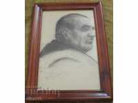 old picture - lithograph - portrait in a frame