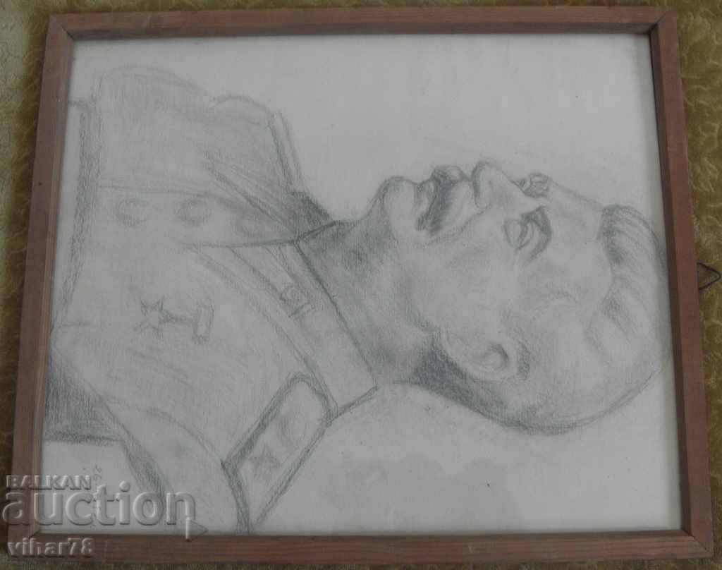 СТАРА КАРТИНА-ЛИТОГРАФИЯ-ПОРТРЕТ НА СТАЛИН В РАМКА с цена 169.99 лв. | € 86.91 СТАРА КАРТИНА-ЛИТОГРАФИЯ-ПОРТРЕТ НА СТАЛИН В РАМКА с цена 169.99 лв. | € 86.91