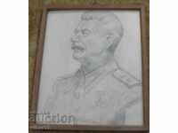 STAR PICTURE-LITOGRAPHY-PORTRAIT OF STALIN IN FRAMEWORK
