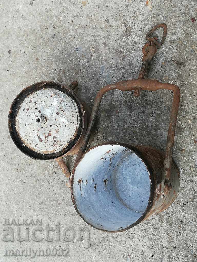 An old carbide mining lamp, a flashlight projector - 6