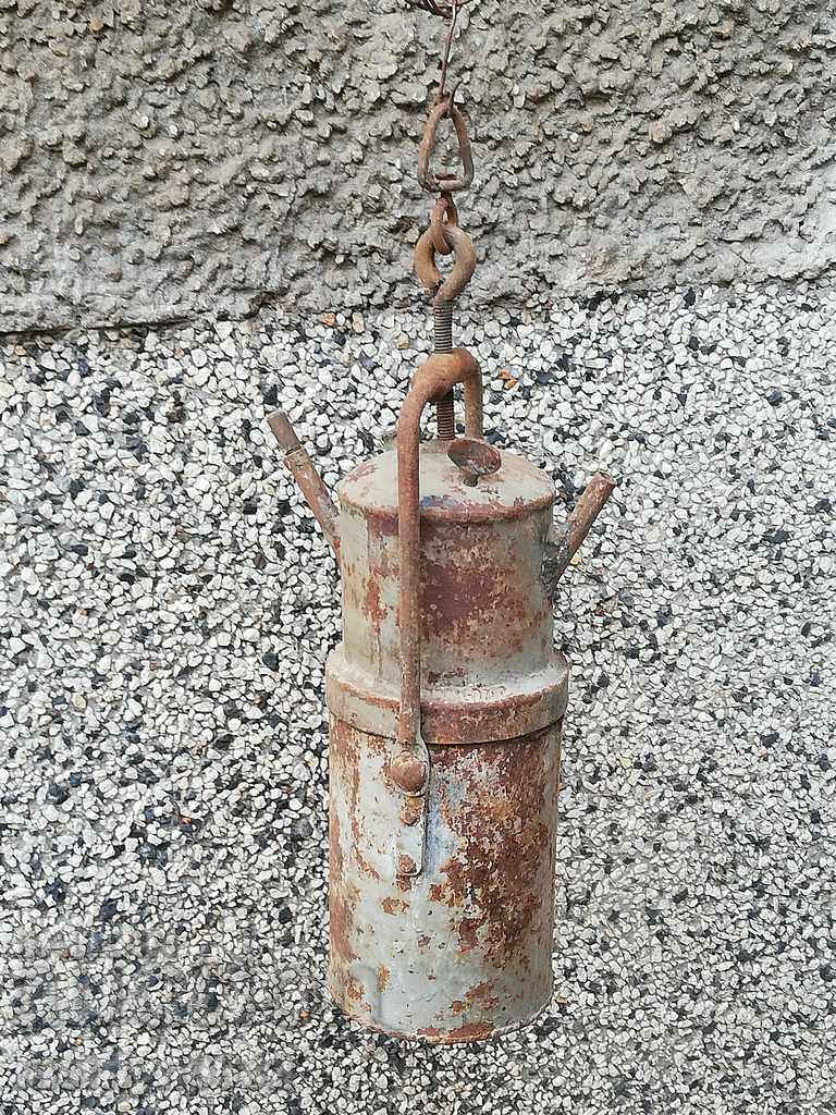 An old carbide mining lamp, a flashlight projector - 7