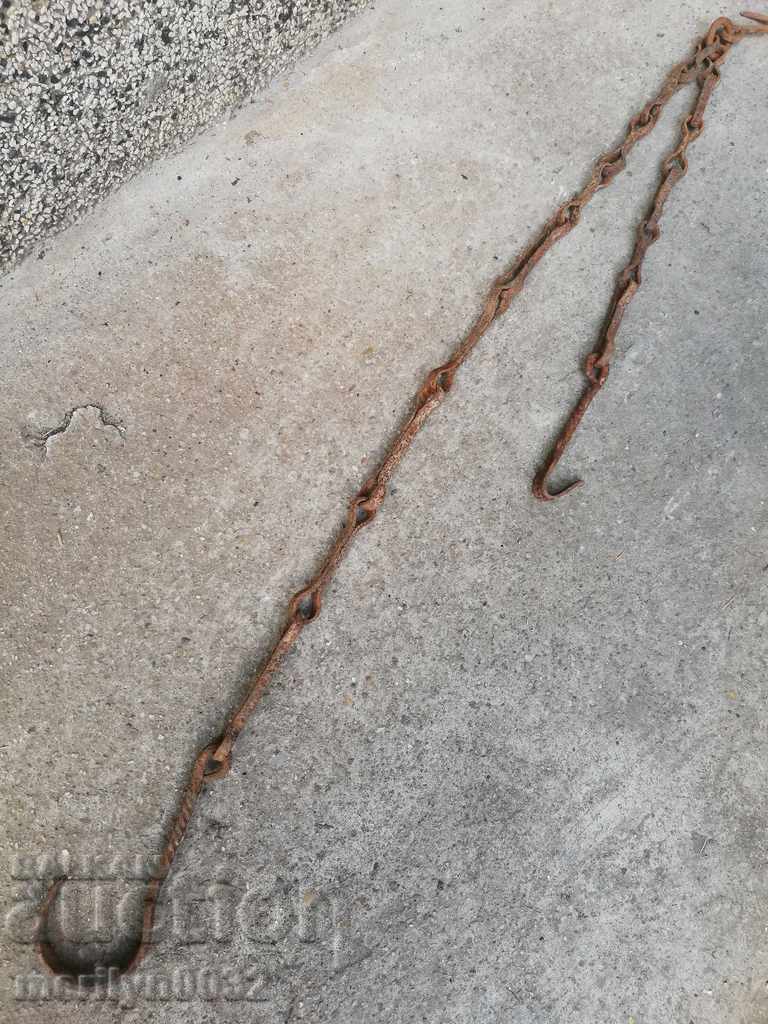 Old forged chain with hook, hearth for hearth chain hook with price 46.00 BGN | € 23.52 Old forged chain with hook, hearth for hearth chain hook with price 46.00 BGN | € 23.52