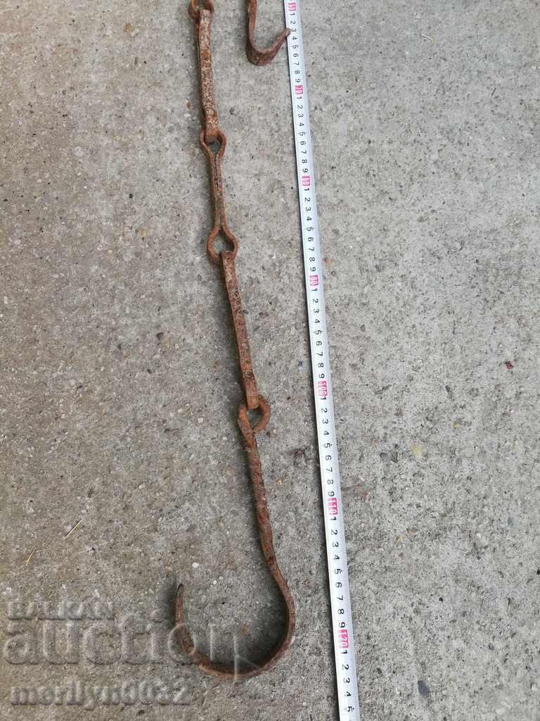 Delivery of Old forged chain with hook, hearth for hearth chain hook Delivery of Old forged chain with hook, hearth for hearth chain hook