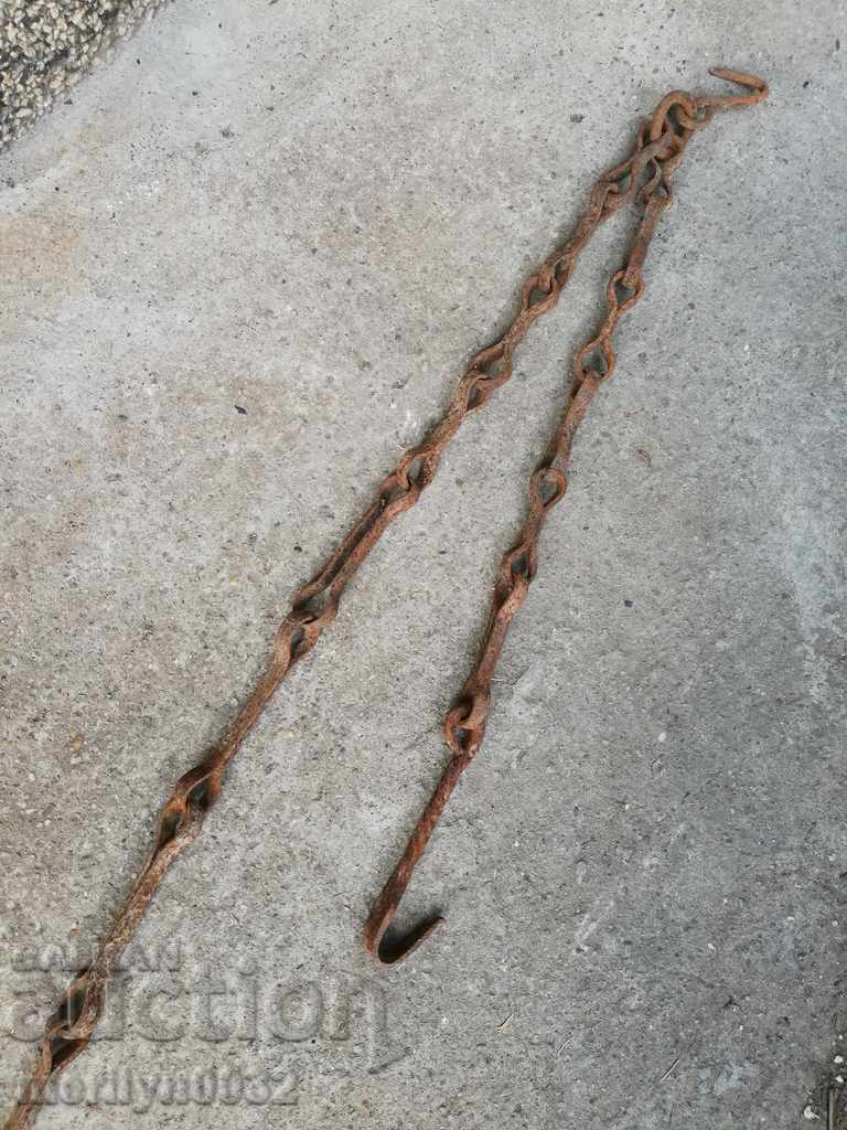 Old forged chain with hook, hearth for hearth chain hook - 6 Old forged chain with hook, hearth for hearth chain hook - 6