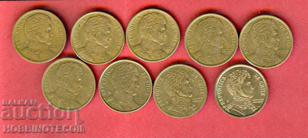 CHILE CHILE 9 x 1 Peso 1992 1996 1999 2003-04 2006-07 2010-11 with price 9.75 BGN | € 4.99 CHILE CHILE 9 x 1 Peso 1992 1996 1999 2003-04 2006-07 2010-11 with price 9.75 BGN | € 4.99