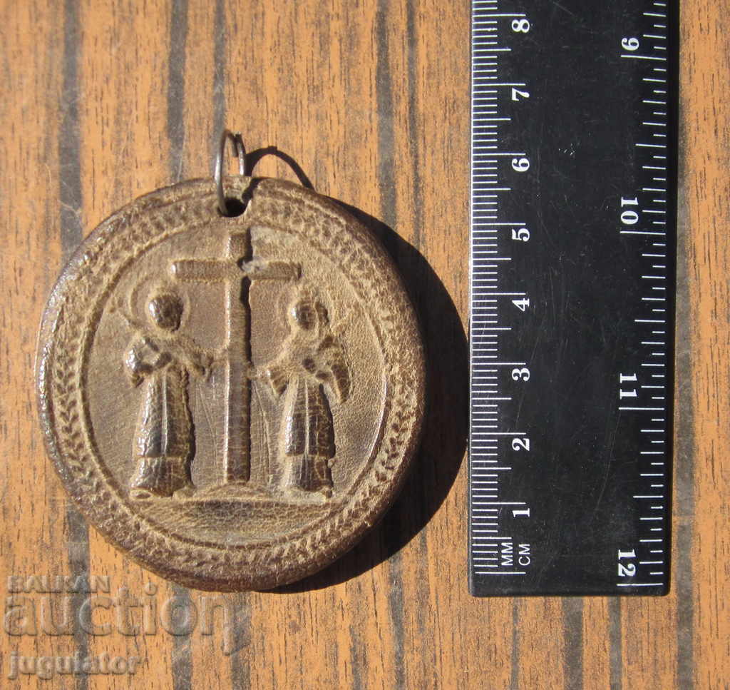 old Bulgarian Revival religious idol panagia icon - 7