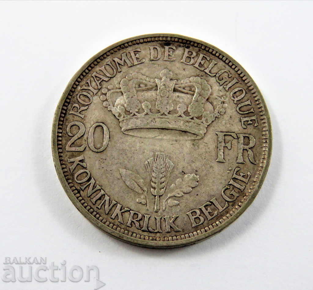 20 de franci Belgia 1934 de argint