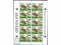 Чиста марка в малък лист Фауна WWF Птици 1995 от Гренада