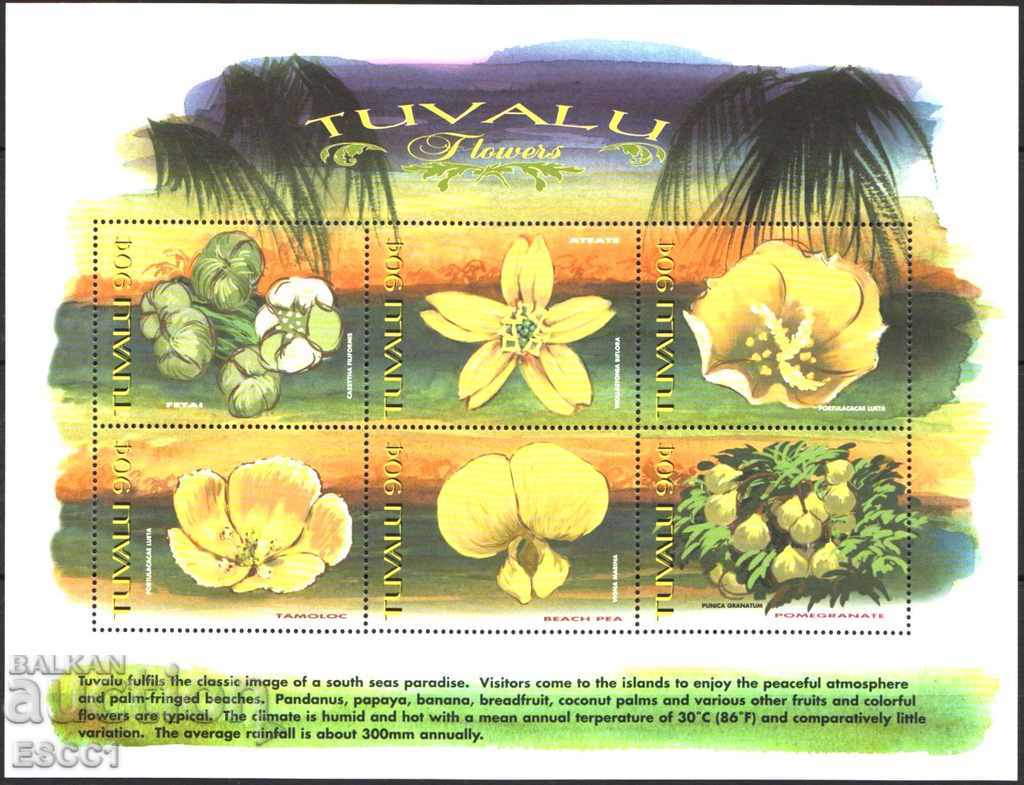 Чисти марки в малък лист Флора Цветя 1999 от Тувалу