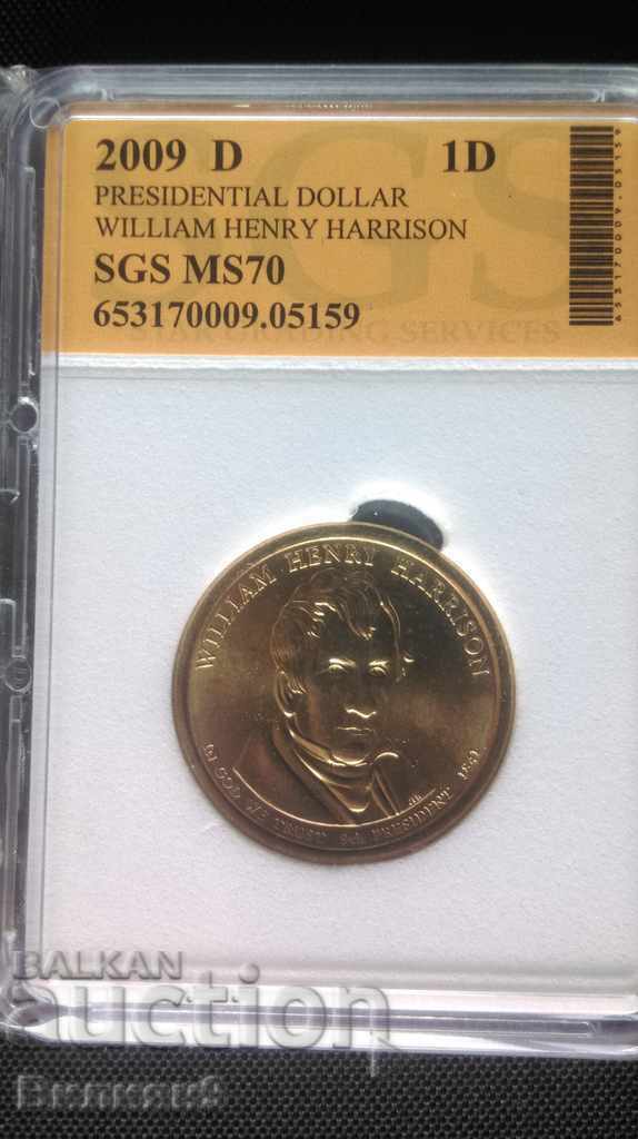 1 ДОЛАР 2009 'D' САЩ W.H.H. Сертифицирана SGS MS70