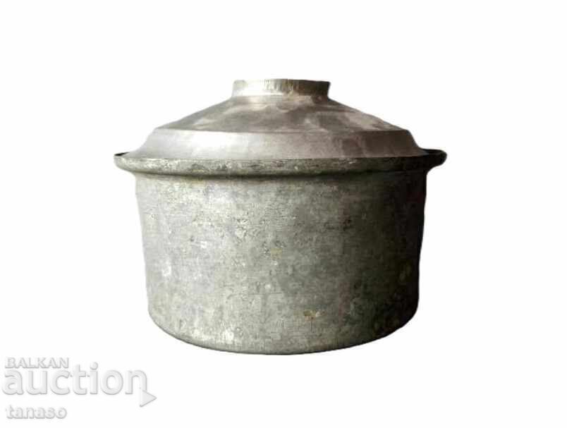 Old tin-plated copper pot with lid, bakır - 5