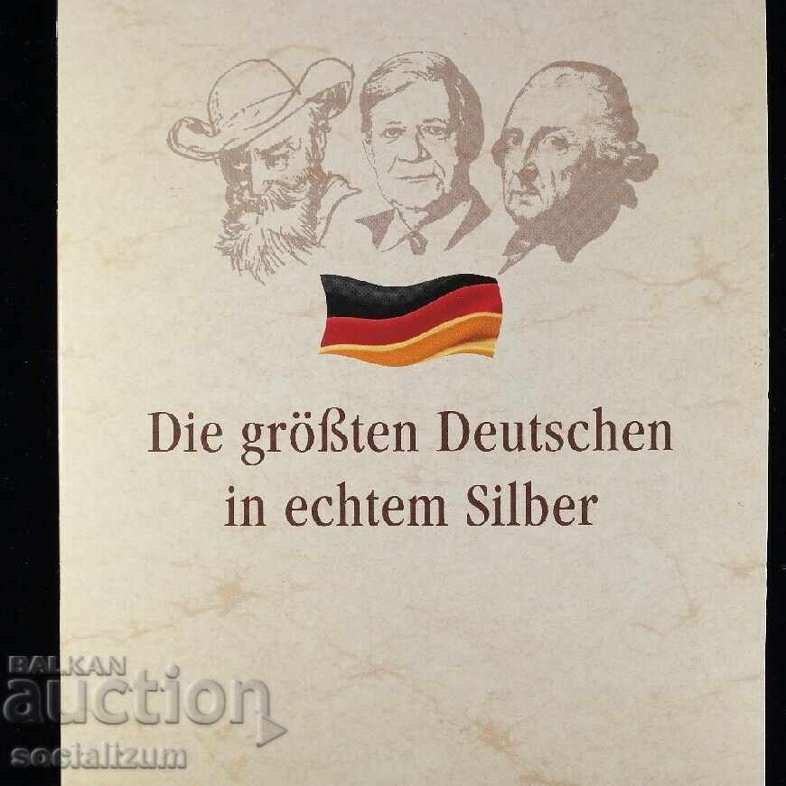 Cei mai mari 10 germani 30 mm. și 35,2 mm. Argint PROOF UNC cu preț € 89.48 | 175.01 BGN