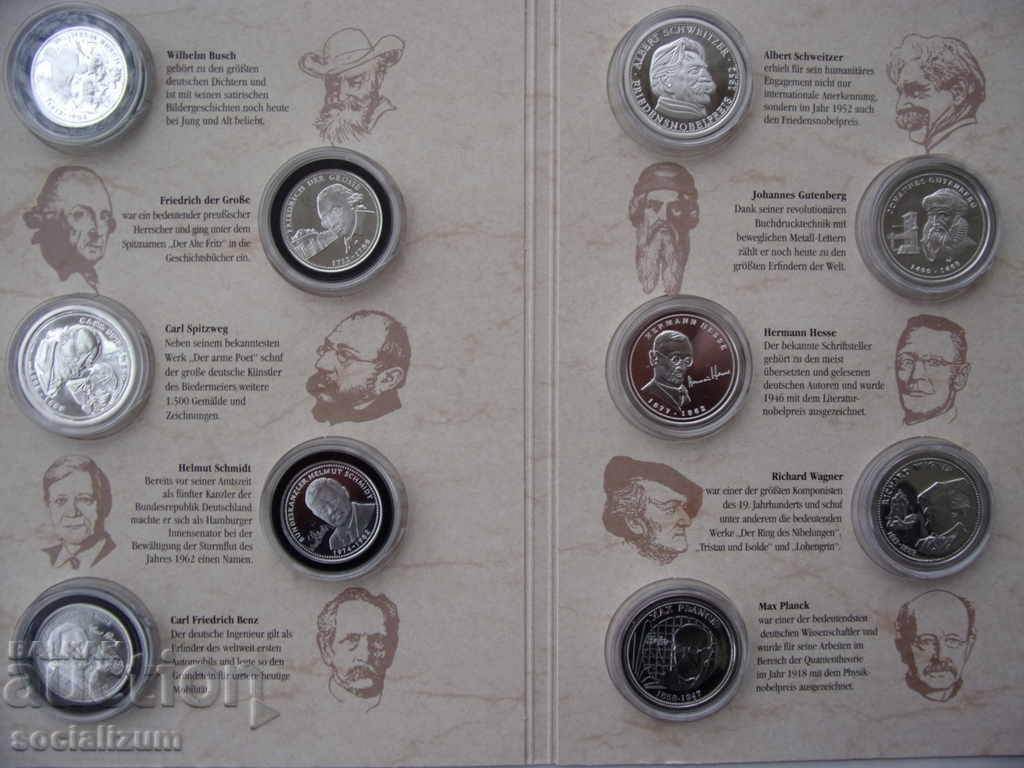 Cei mai mari 10 germani 30 mm. și 35,2 mm. Argint PROOF UNC - 7