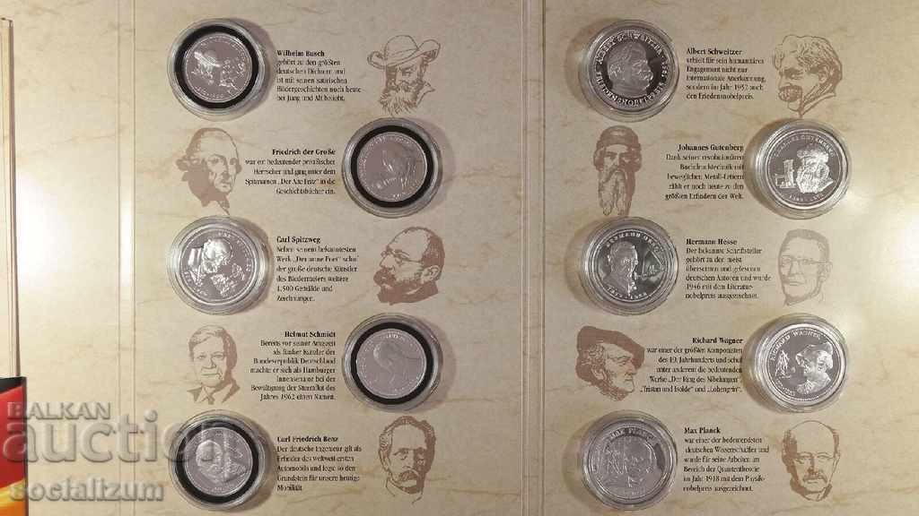 The 10 Greatest Germans 30mm. and 35.2mm. Silver PROOF UNC