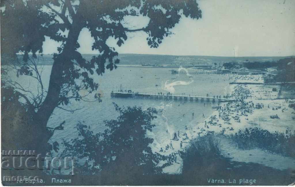 Old card - Varna, Beach