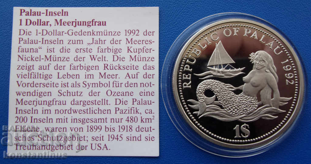 Palau 1 Dollar 1992 UNC PROOF