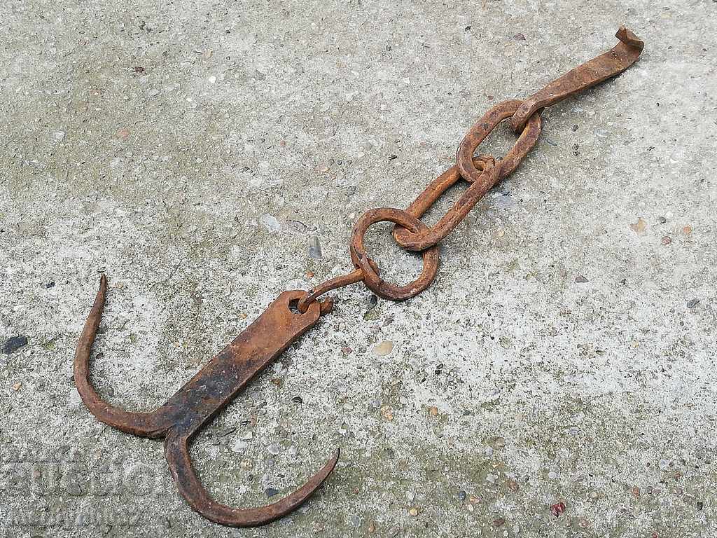 An old forged scraping hook, double twin with price 38.00 BGN | € 19.43 An old forged scraping hook, double twin with price 38.00 BGN | € 19.43