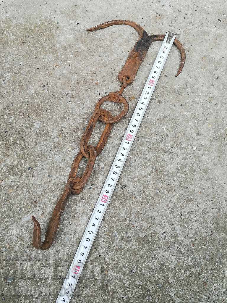 An old forged scraping hook, double twin - 5 An old forged scraping hook, double twin - 5