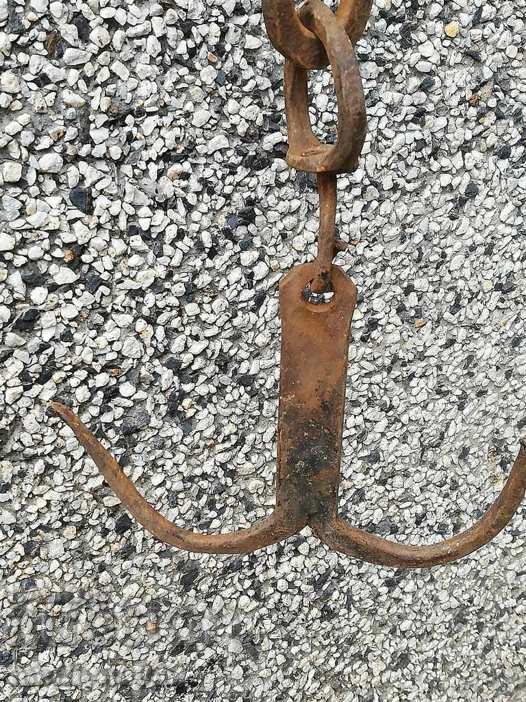 An old forged scraping hook, double twin - 6 An old forged scraping hook, double twin - 6
