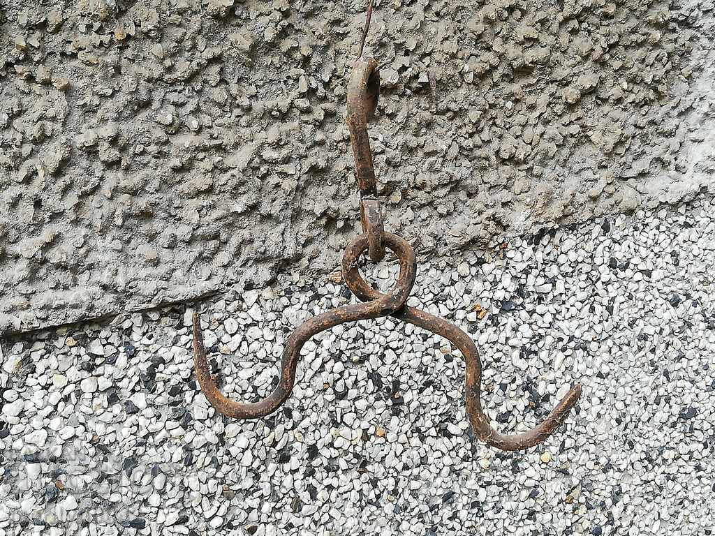 An old forged scraping hook, double twin with price 19.00 BGN | € 9.71