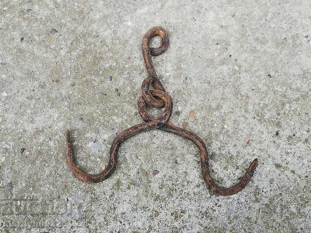 An old forged scraping hook, double twin - 5
