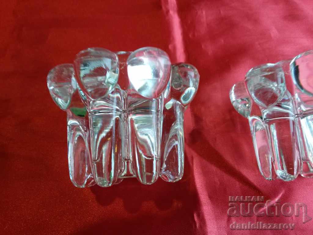 Auction  French Crystal Glass Candlestick Set