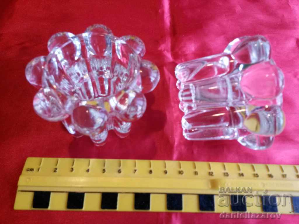 French Crystal Glass Candlestick Set - 5