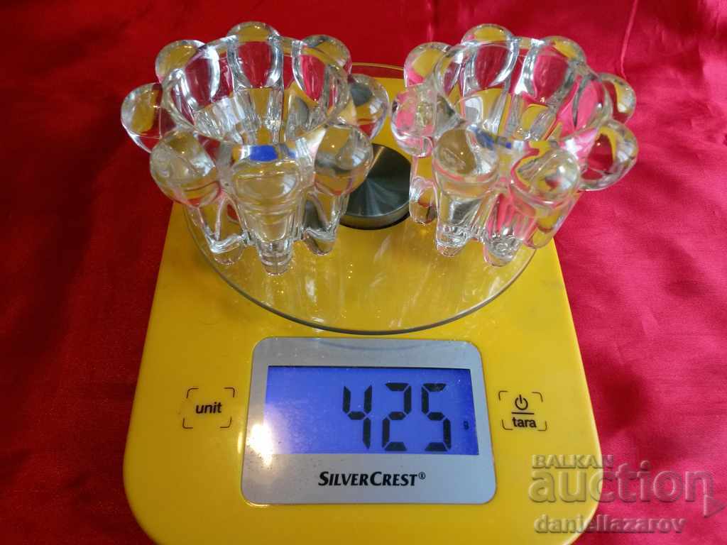 French Crystal Glass Candlestick Set - 6