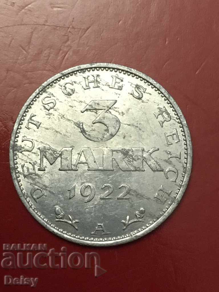 Германия  3 марки 1922г. А(2)