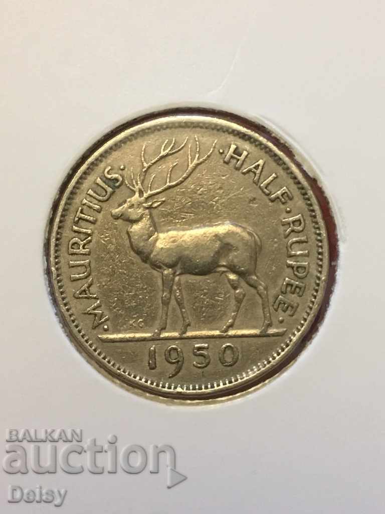 Мавриций 1/2 рупия 1950г.