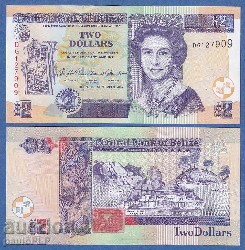 Belize 2 Dollars P 66 c 2007 UNC