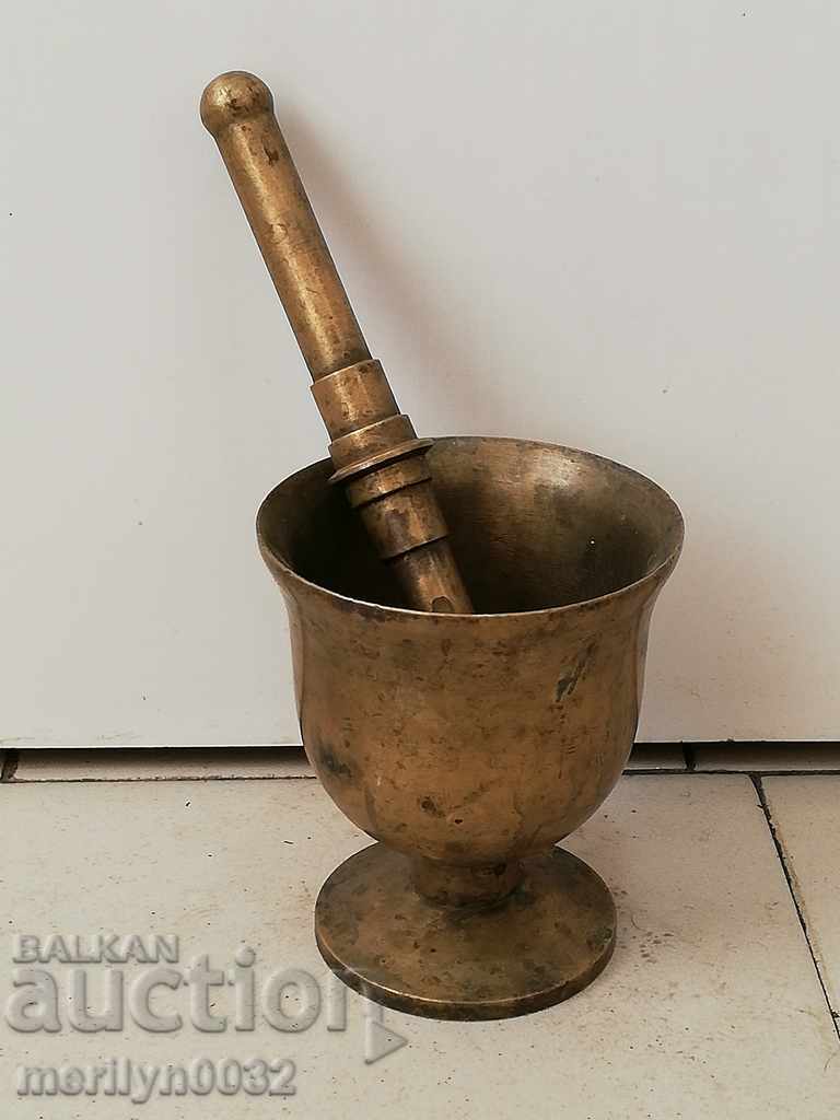 Old bronze mortar with pestle, mortar