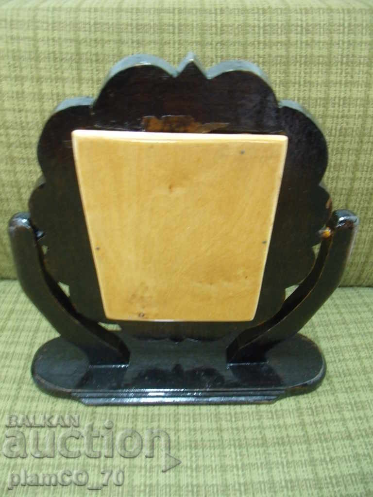 Delivery of No * 2113 old desk mirror with wooden frame Delivery of No * 2113 old desk mirror with wooden frame