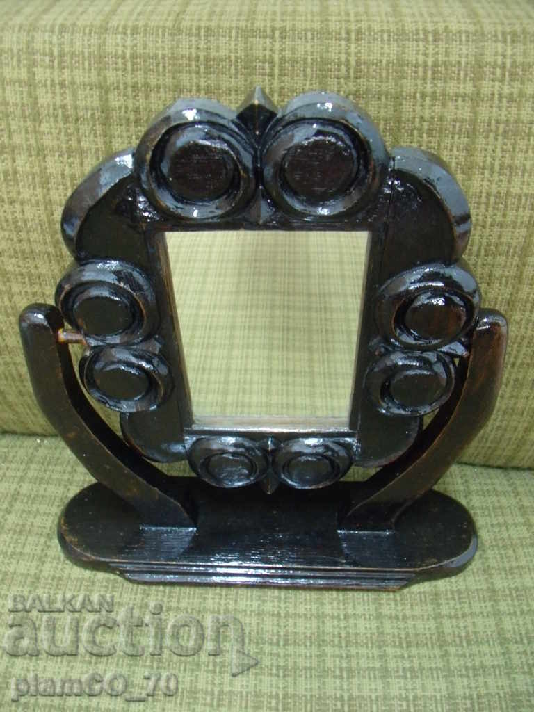No * 2113 old desk mirror with wooden frame - 5 No * 2113 old desk mirror with wooden frame - 5