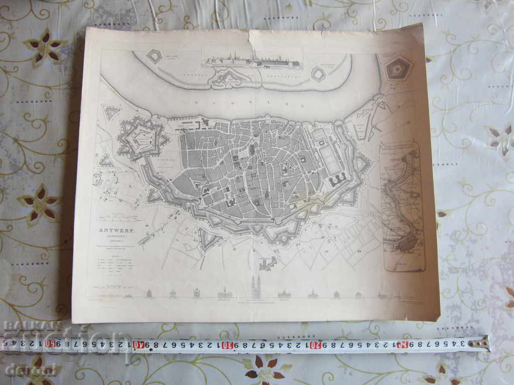 Old map of Antwerp 1832