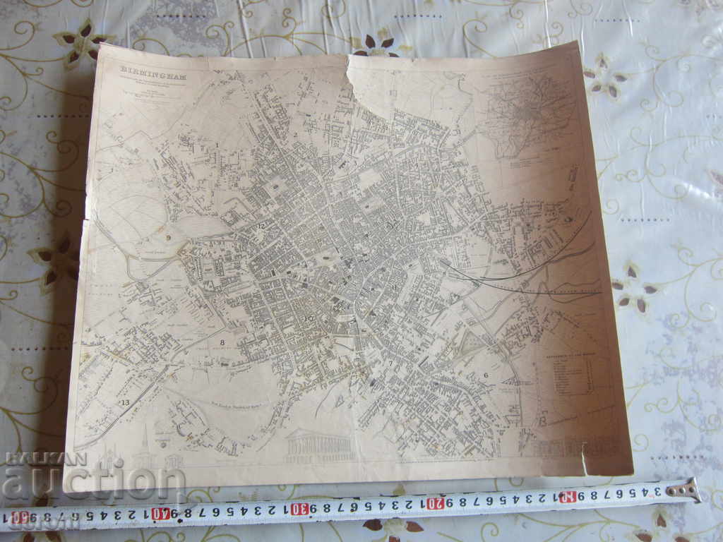Ο παλιός χάρτης του Μπέρμιγχαμ 1839 με τιμή 110.00 BGN | € 56.24