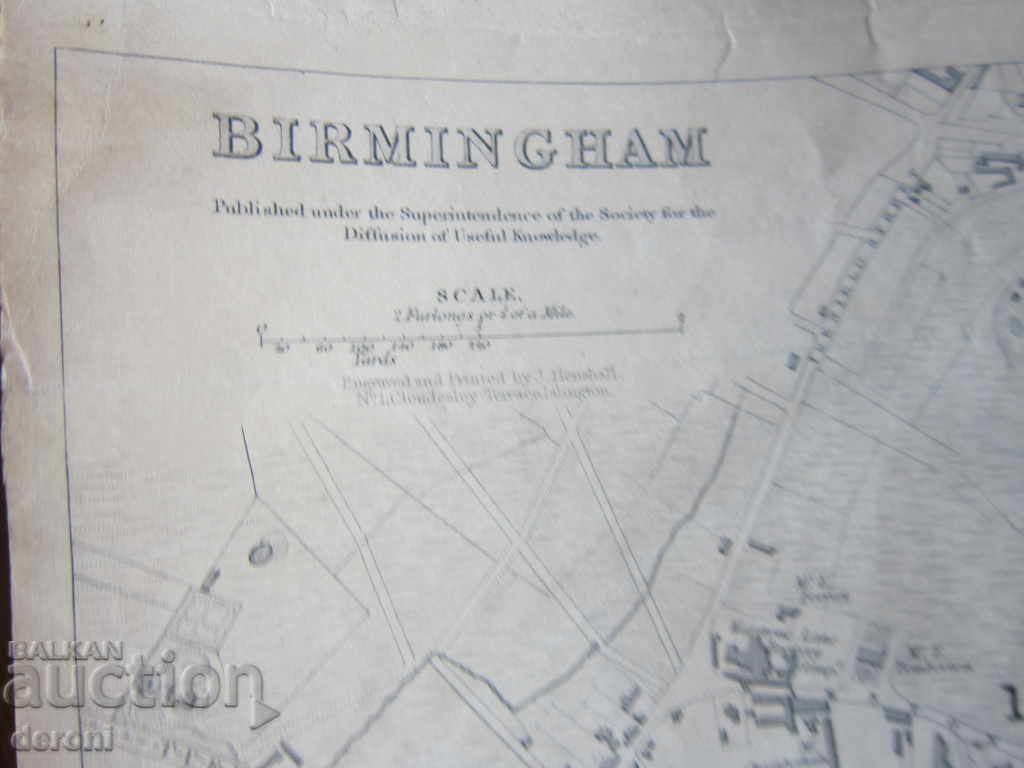 Δημοπρασία Ο παλιός χάρτης του Μπέρμιγχαμ 1839