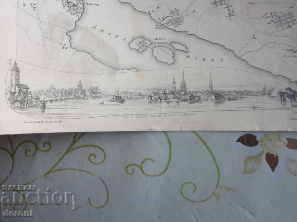 Παράδοση Παλιά χάρτη Στοκχόλμη 1836 Παράδοση Παλιά χάρτη Στοκχόλμη 1836