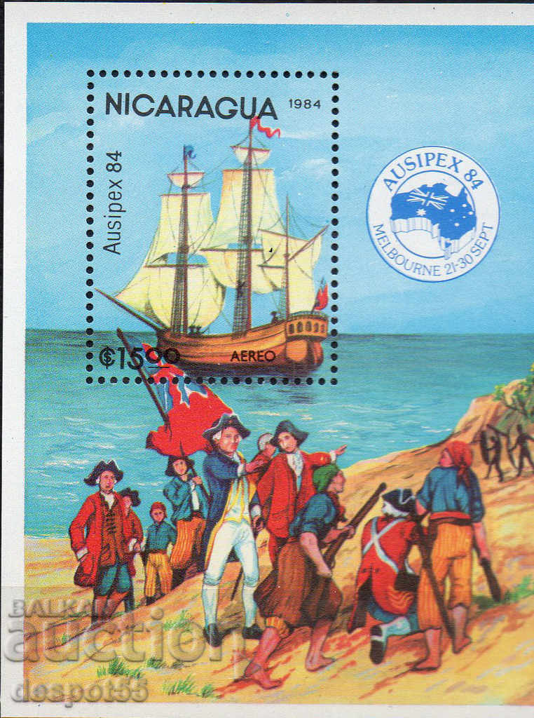 1984. Nicaragua. Exhibition "AUSIPEX '84". Block.