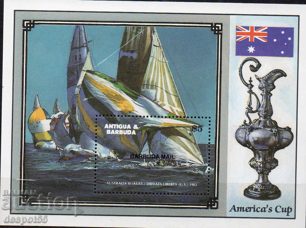 1987. Barbuda. Yacht Championship - Cupa americană. Block.