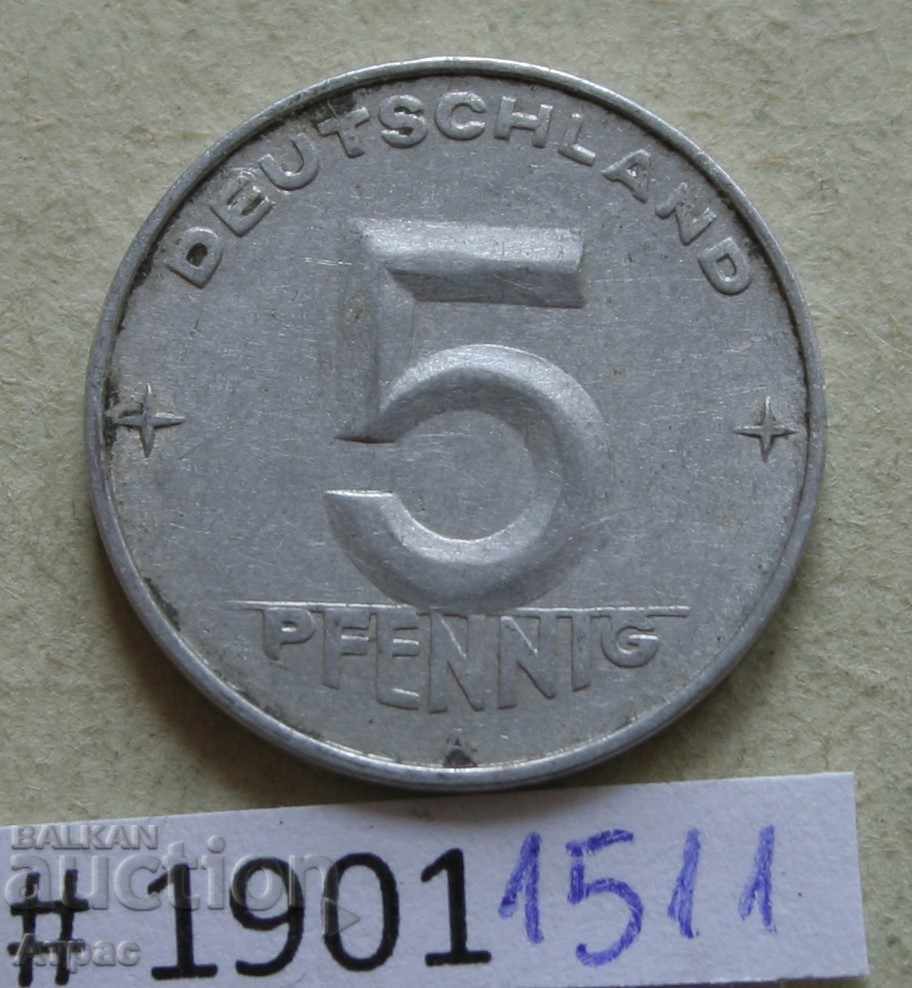 5 пфениг 1952 А   -ГДР