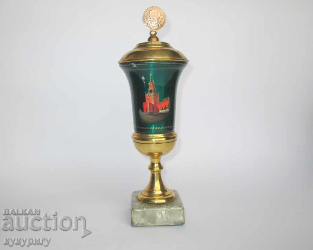 Rare Old Prize Soccer Cup USSR painted signed 1962.
