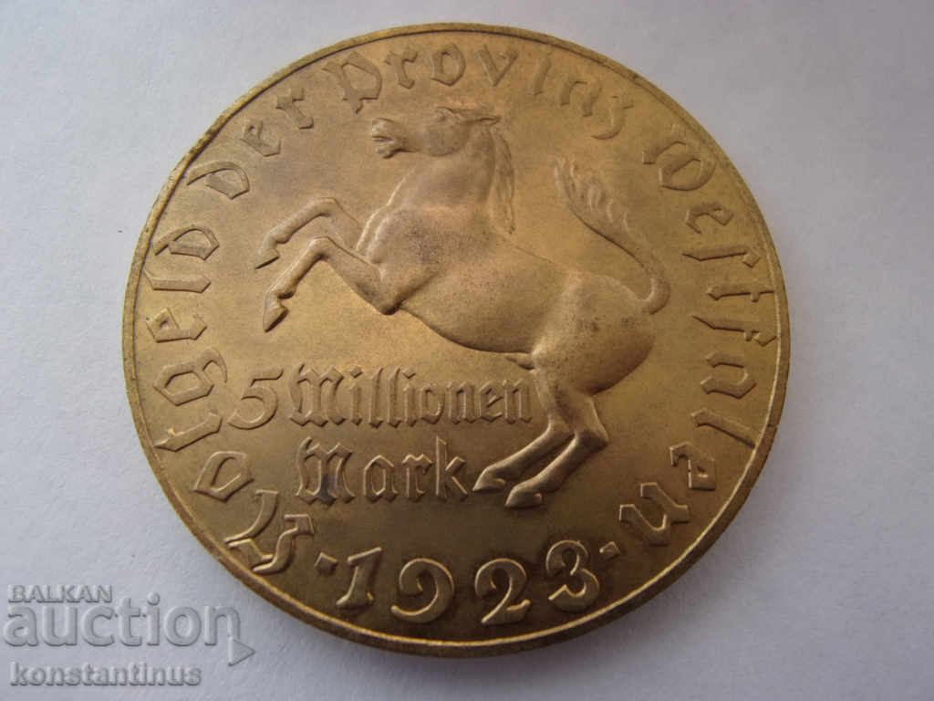 Вестфалия 5 000 000 Марк 1923 UNC N21 (8095Ex) Позлата