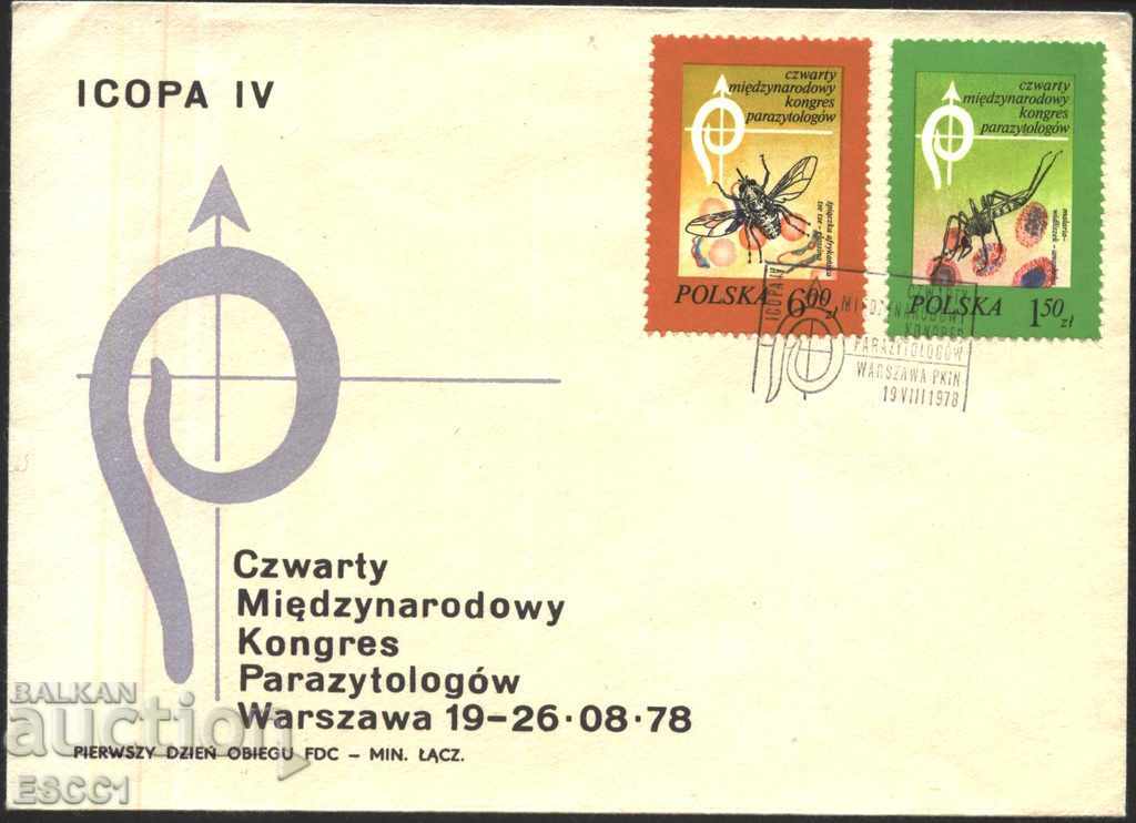 Първодневен плик  Конгрес на паразитолозите 1978 от Полша