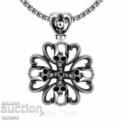 Rocker medallion, titanium steel necklace