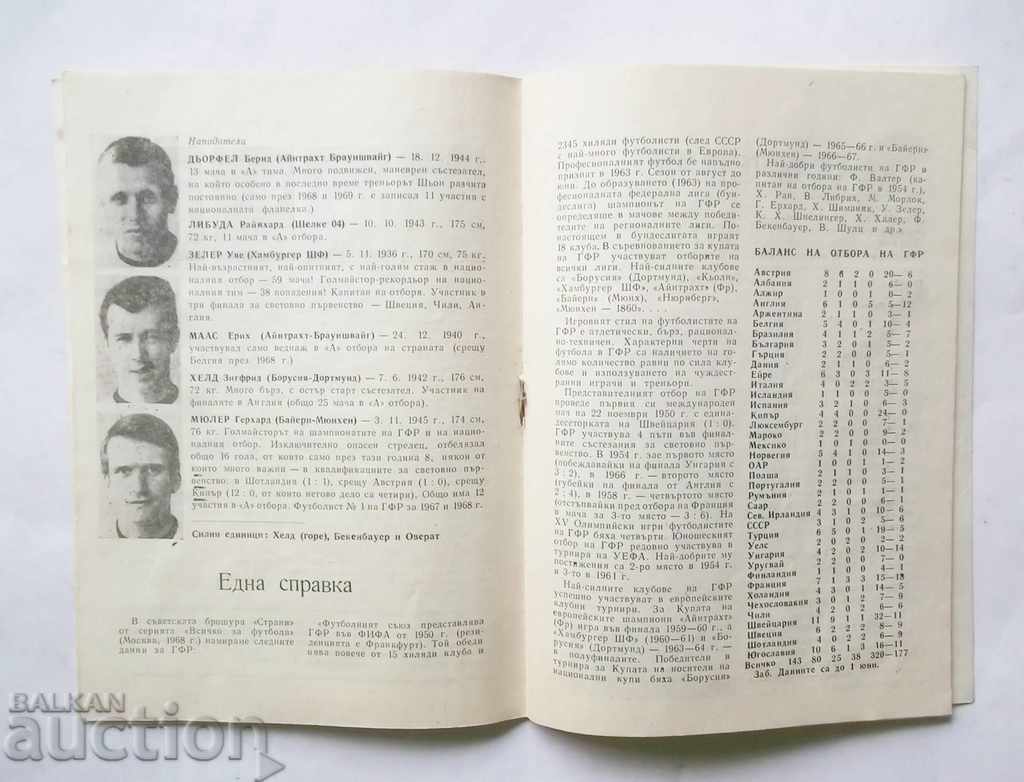 Football Program Bulgaria - Germany 1969 Friendly Match with price 79.99 BGN | € 40.90 Football Program Bulgaria - Germany 1969 Friendly Match with price 79.99 BGN | € 40.90